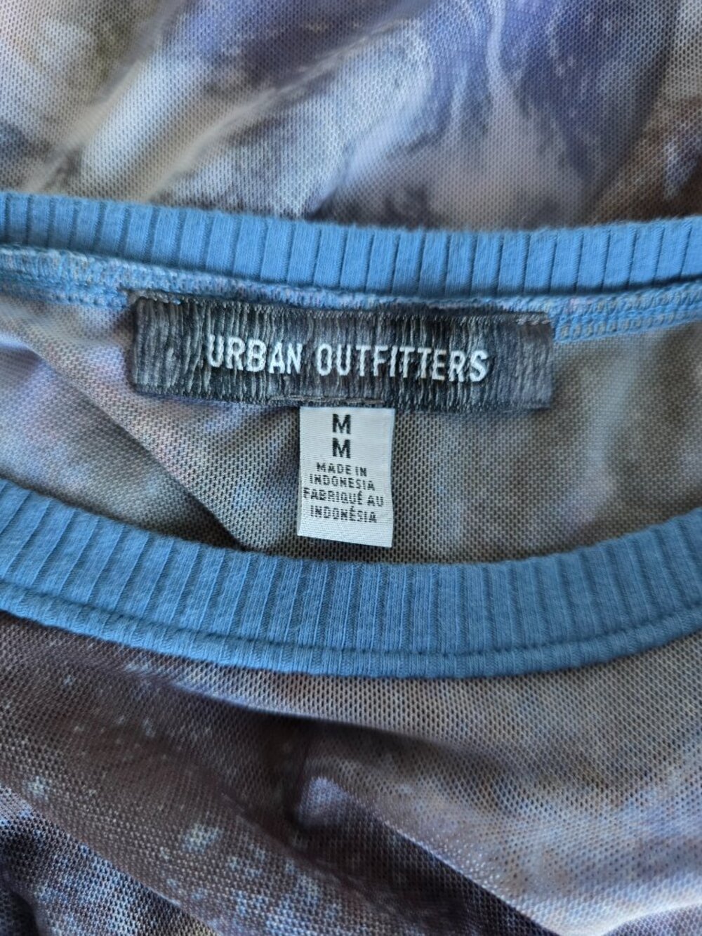 Urban Outfitters Mesh Ruched Top Moon Galaxy Celestial Women Size M  Long Sleeve - Picture 7 of 7